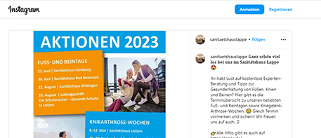 Screenshot Instagram Account Sanitätshaus Lappe